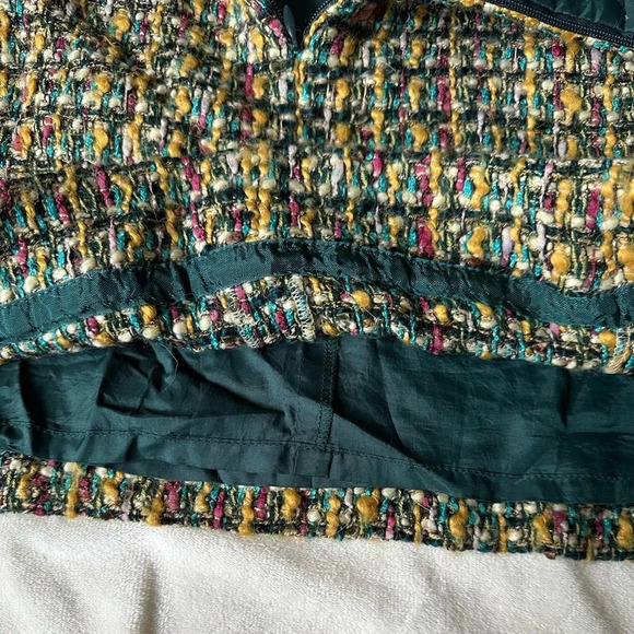 J. Crew Factory Tweed Gold Zip Mini Skirt Size 4 Preppy - Picture 7 of 8
